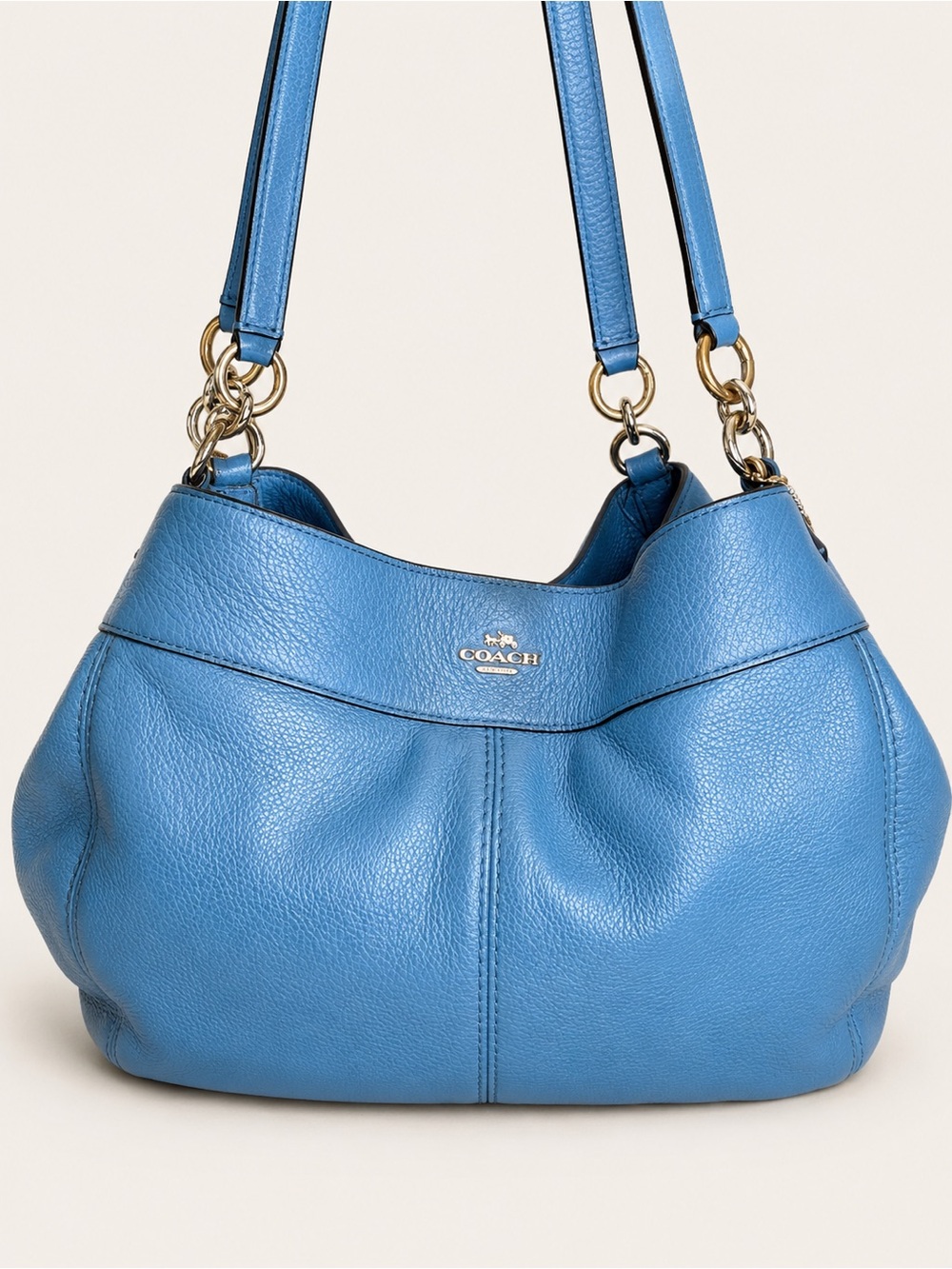 Coach Blue Pebbled Leather Shoulder Hobo